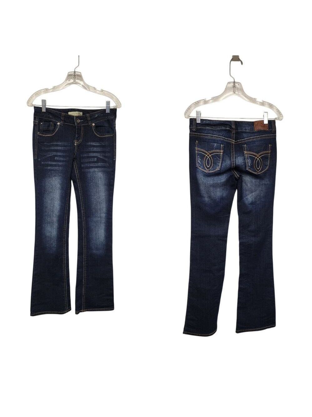 Paris Blues Women’s Junior Boot Cut Denim Jeans Distressed Stretch Size 7
